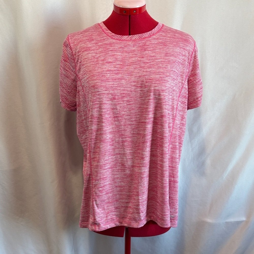 Chic Pink Striped Short Sleeve Tee XL31